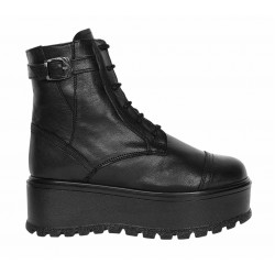 Ghete dama din piele naturala cu platforme de 5cm G215N