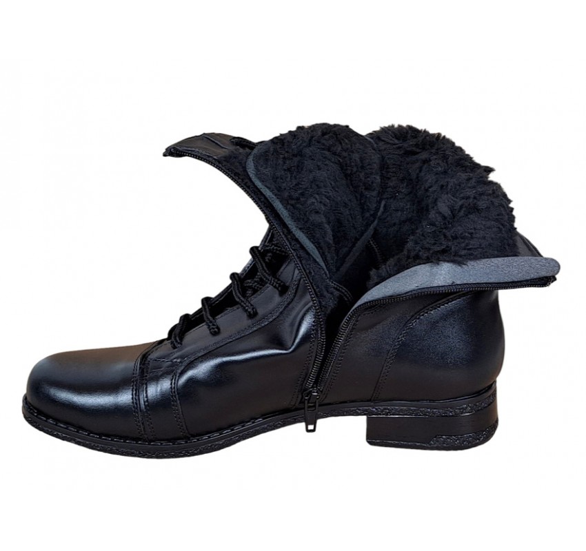 Ghete dama casual din piele naturala cu siret si fermoar G21FLN