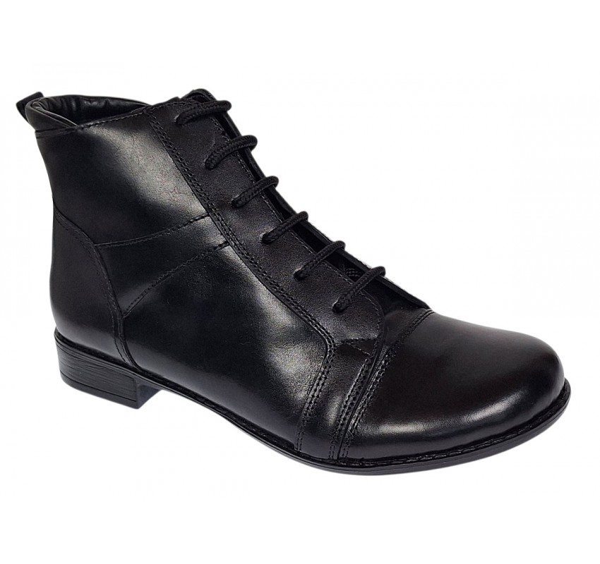 Ghete dama casual din piele naturala, cu siret si fermoar G21NBOX