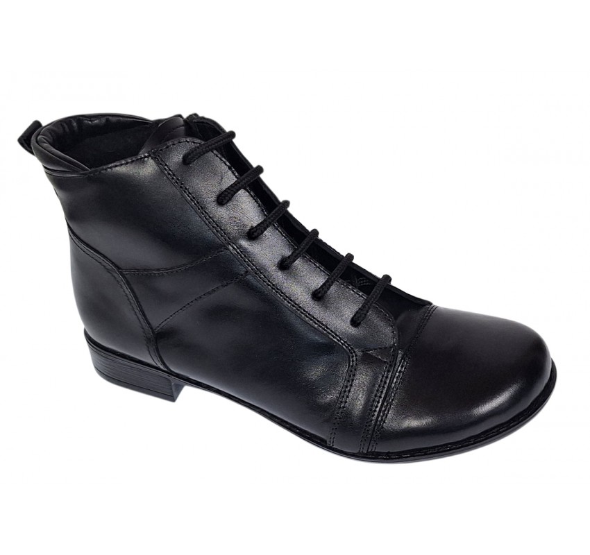 Ghete dama casual din piele naturala, cu siret si fermoar G21NBOX