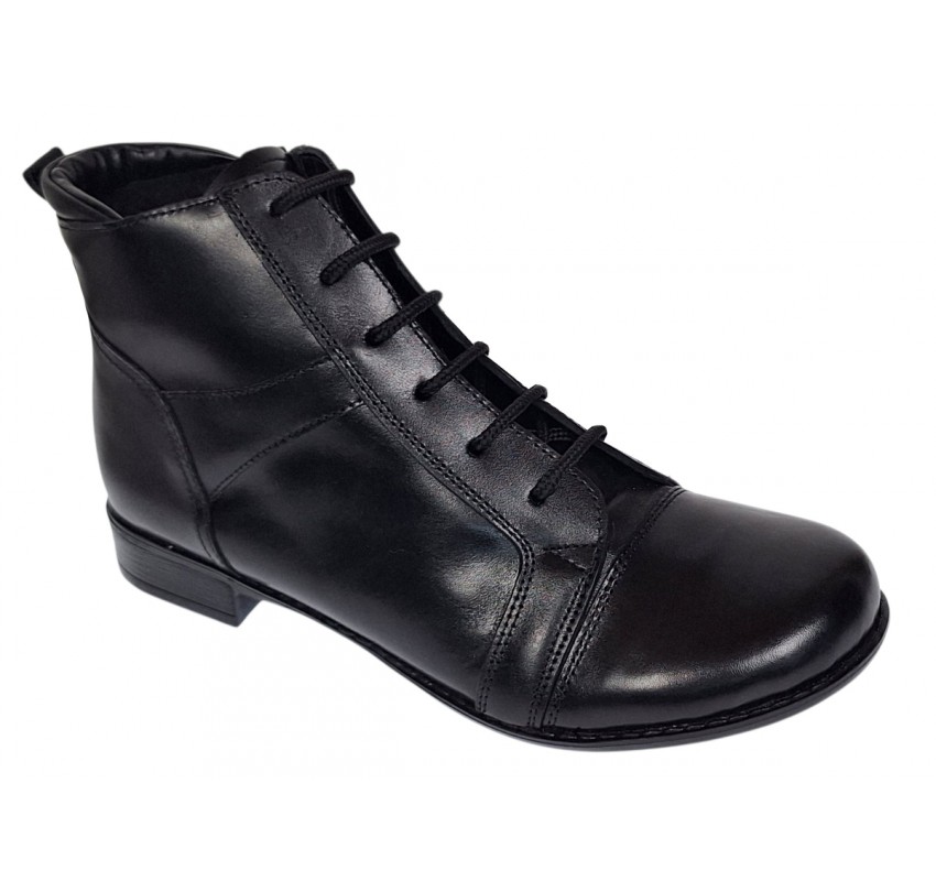 Ghete dama casual din piele naturala, cu siret si fermoar G21NBOX