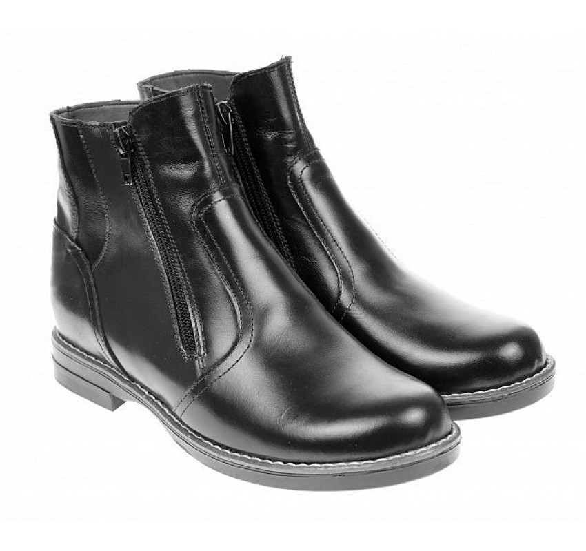 Ghete dama casual din piele naturala box imblanite Negru G25NEGRU