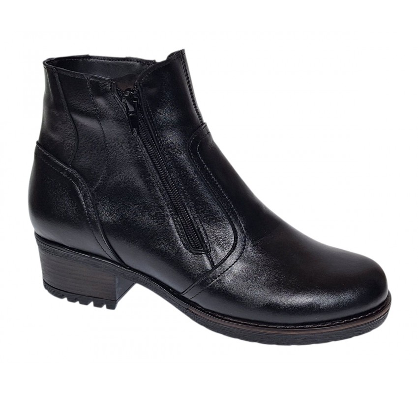 Ghete dama din piele naturala negre imblanite G2NFER