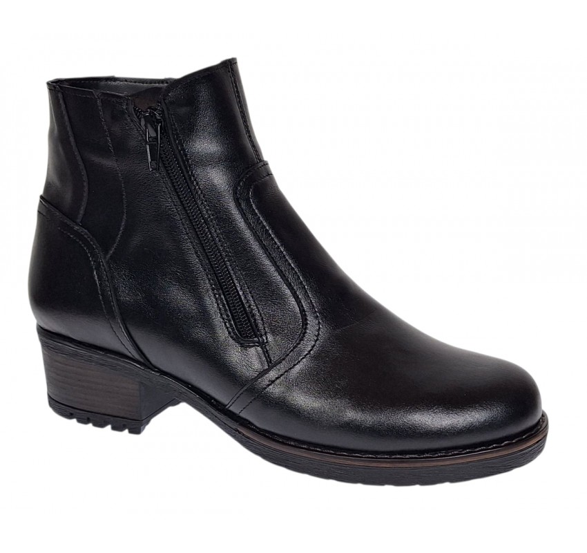 Ghete dama din piele naturala negre imblanite G2NFER