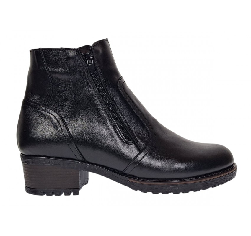 Ghete dama din piele naturala negre imblanite G2NFER
