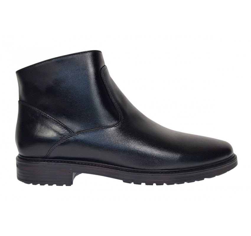 Ghete barbati casual imblanite din piele naturala Negru cu fermoar GB120N