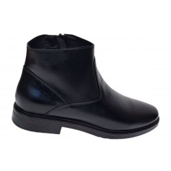 Ghete barbati casual imblanite din piele naturala Negru cu fermoar GB120N