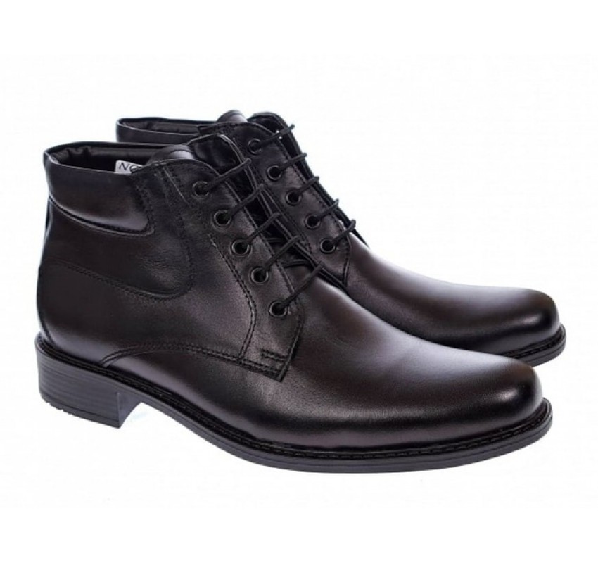 Ghete barbati imblanite din piele naturala elegante de culoare neagra GB33N
