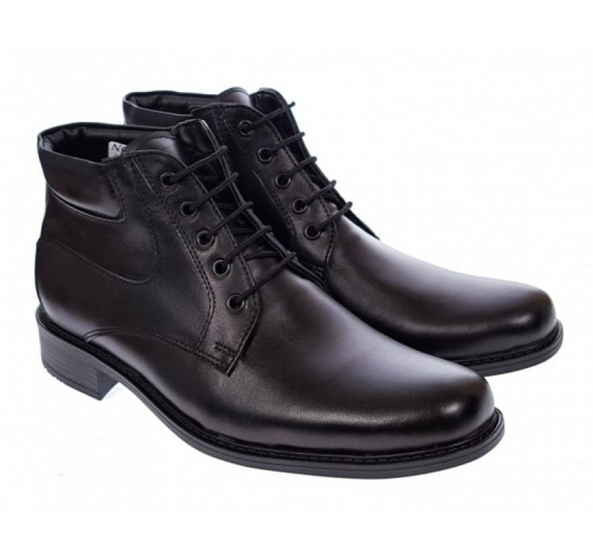 Ghete barbati imblanite din piele naturala elegante de culoare neagra GB33N