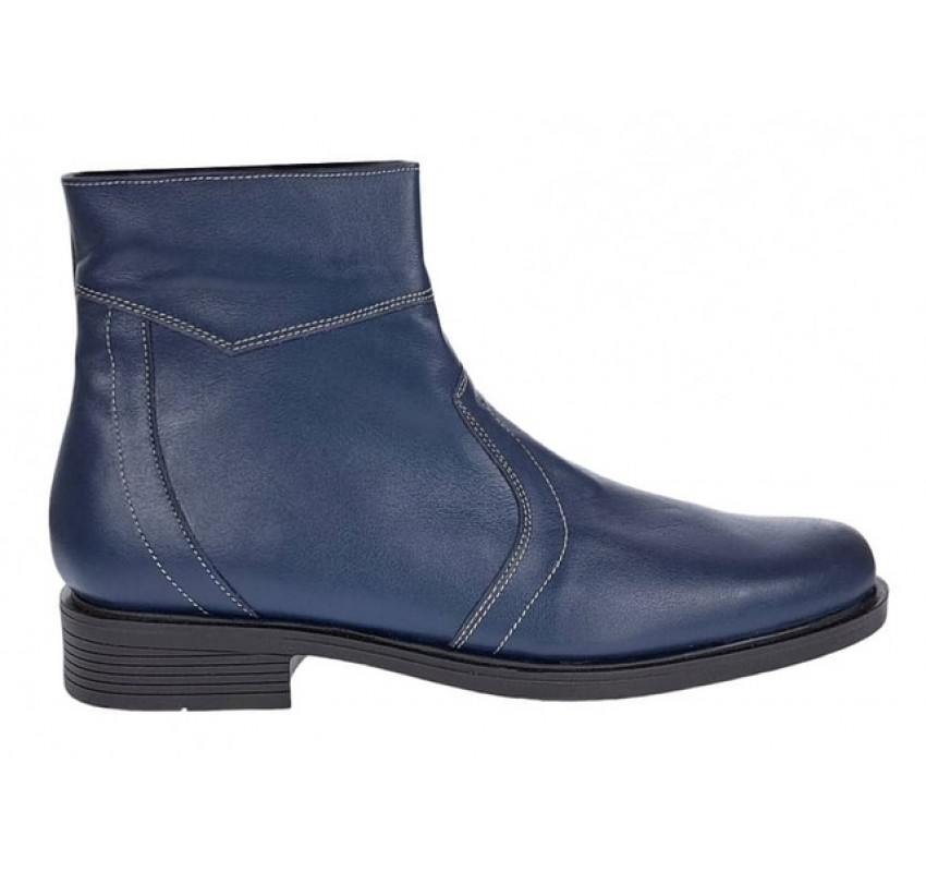 Ghete barbati din piele naturala, imblanite, elegante, cu fermoar, Bleumarin - GB99BLA1