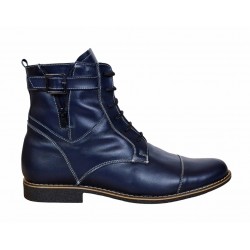 Ghete barbati casual din piele naturala imblanite Bleumarin - GBOND2BL