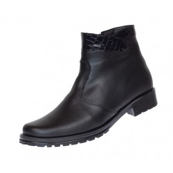 Ghete dama din piele naturala imblanite Negru Fermoar GD04N