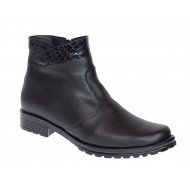 Ghete dama din piele naturala imblanite Negru Fermoar GD04N