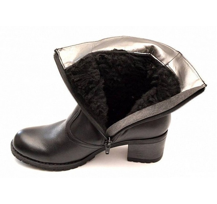 Ghete dama casual negre din piele naturala box GD204N