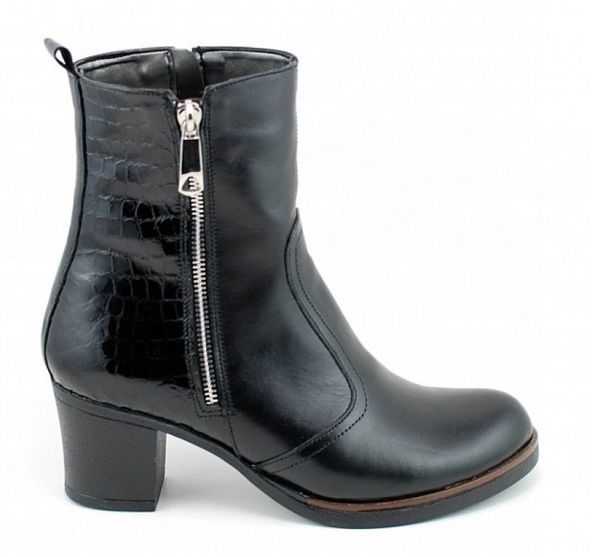 Ghete dama casual imblanite din piele naturala de culoare neagra GD206CRN