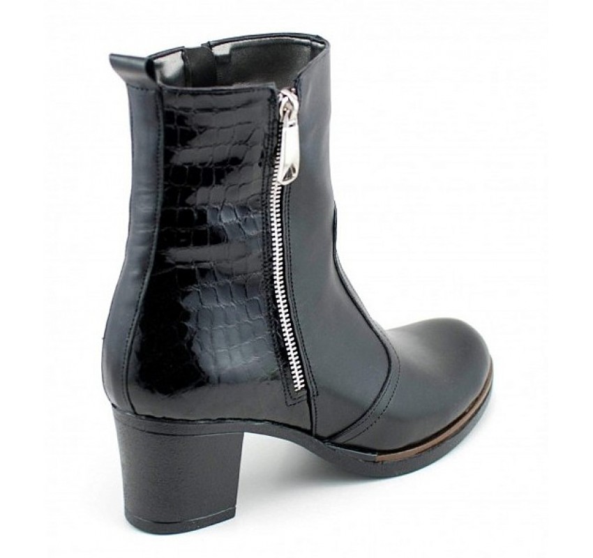 Ghete dama casual imblanite din piele naturala de culoare neagra GD206CRN