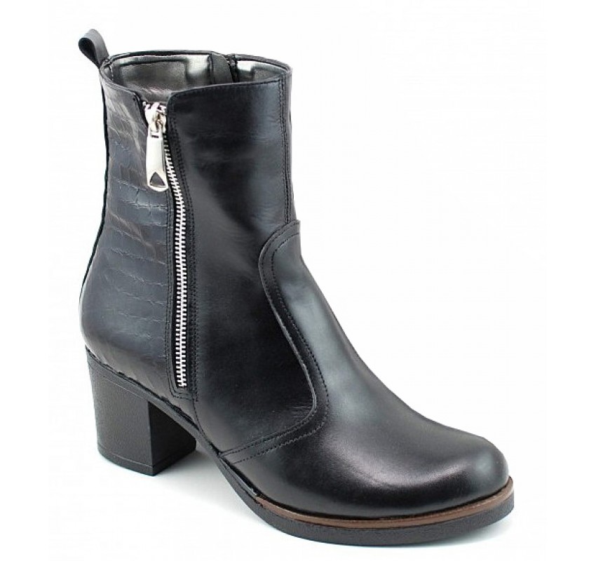 Ghete dama casual imblanite din piele naturala de culoare neagra GD206CRN