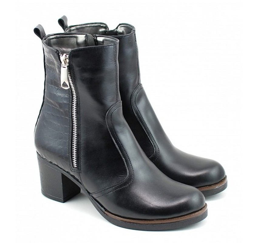 Ghete dama casual imblanite din piele naturala de culoare neagra GD206CRN