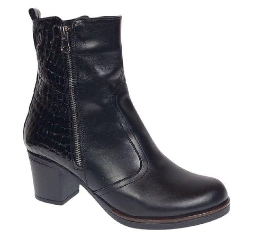 Ghete dama casual imblanite din piele naturala de culoare neagra GD206NBOX