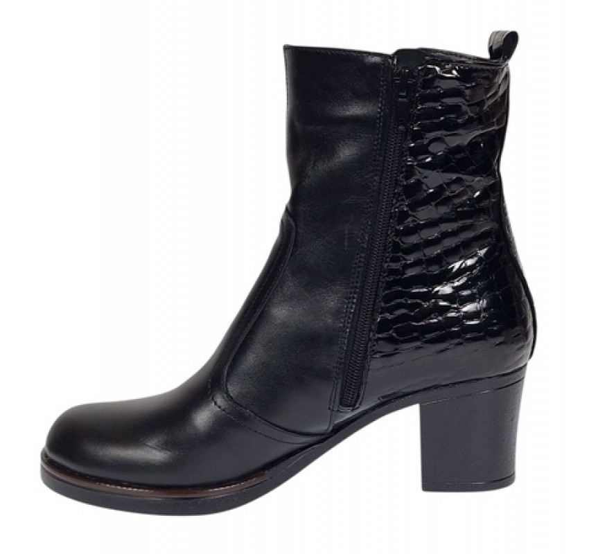 Ghete dama casual imblanite din piele naturala de culoare neagra GD206NBOX