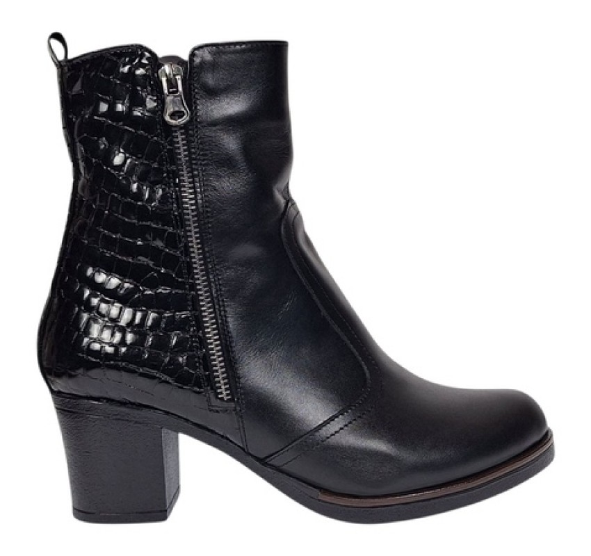 Ghete dama casual imblanite din piele naturala de culoare neagra GD206NBOX