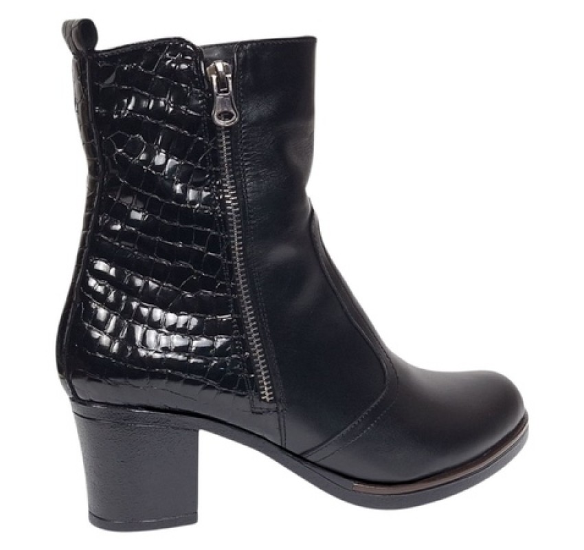 Ghete dama casual imblanite din piele naturala de culoare neagra GD206NBOX