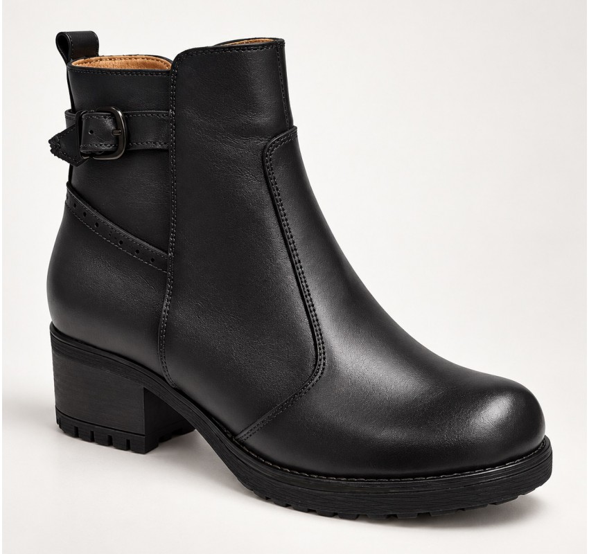 Ghete dama din piele naturala negre cu fermoar imblanite Maia - GD680N