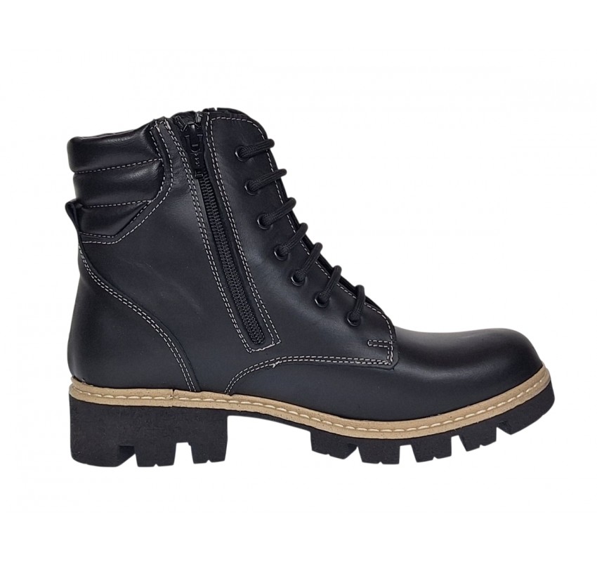 Ghete dama neimblanite din piele naturala cu siret si fermoar Luiza GDLUIZA