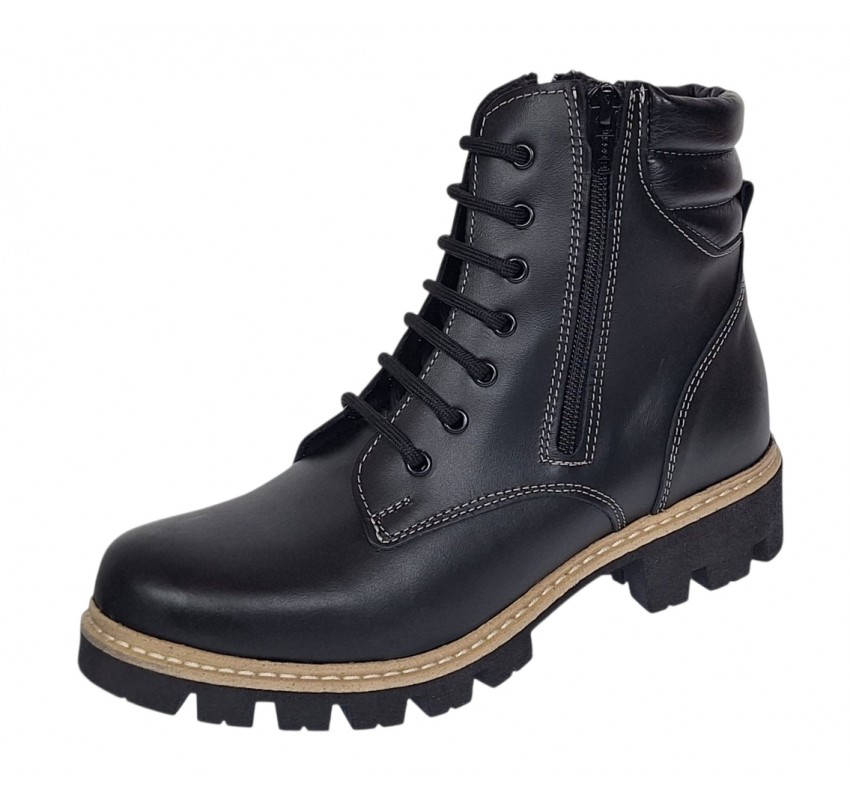 Ghete dama neimblanite din piele naturala cu siret si fermoar Luiza GDLUIZA