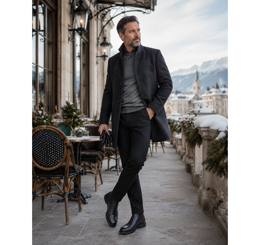 Ghete barbati imblanite cu fermoar din piele naturala – Nordvik GF1204CSN, confort elegant pentru iarna