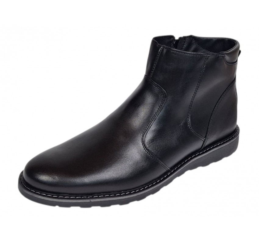 Ghete barbati imblanite cu fermoar din piele naturala – Nordvik GF1204CSN, confort elegant pentru iarna