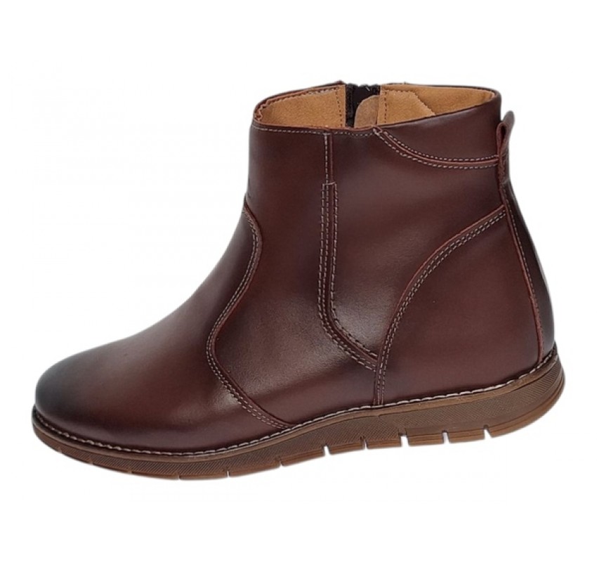 Ghete barbati casual din piele naturala maro cu fermoar imblanite GF1204YANIS