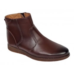 Ghete barbati casual din piele naturala maro cu fermoar imblanite GF1204YANIS