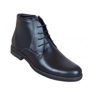 Ghete barbati casual, din piele naturala, imblanite, model iarna, negru, GF2071N2