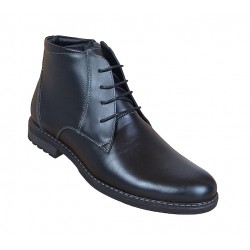 Ghete barbati casual, din piele naturala, imblanite, model iarna, negru, GF2071N2