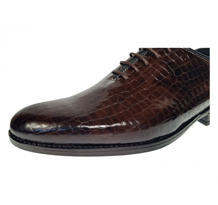 Pantofi barbati maro croco lac – eleganta cu impact pentru tinute de eveniment GK150CRM