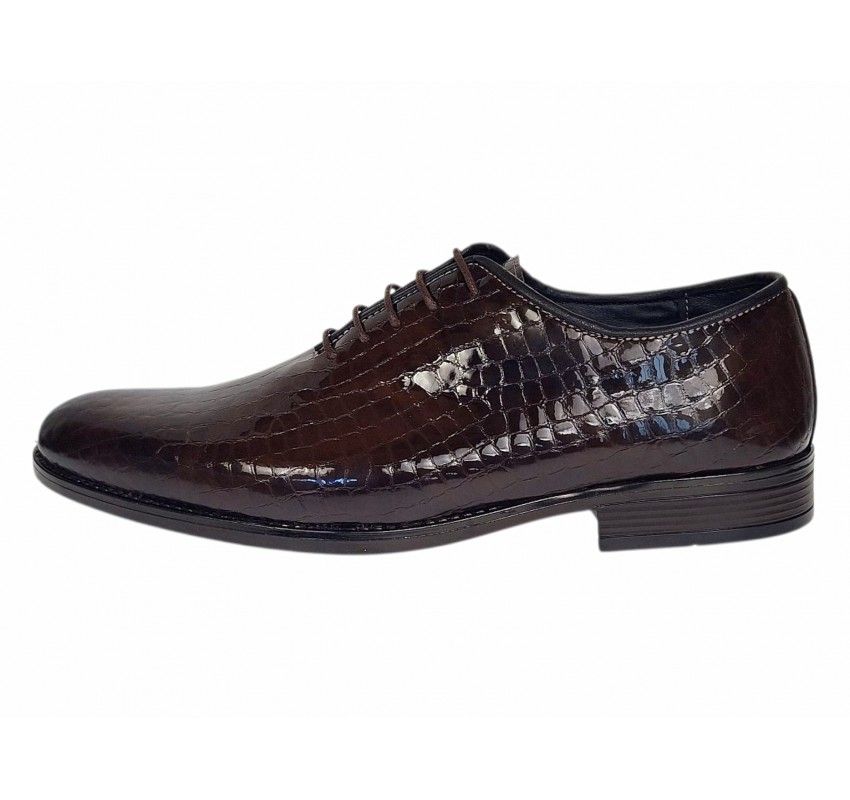 Pantofi barbati maro croco lac – eleganta cu impact pentru tinute de eveniment GK150CRM