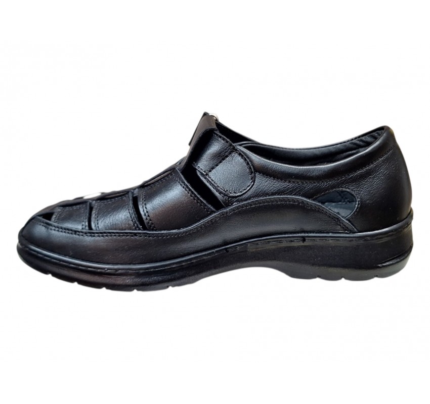 Sandale barbati negre casual din piele naturala Ciucaleti GK1N