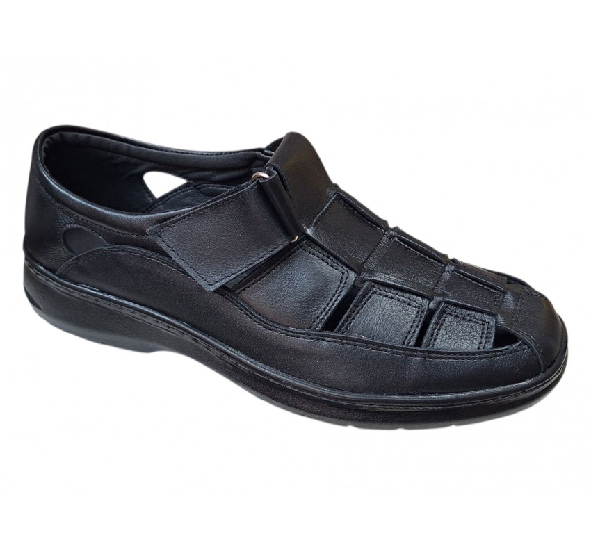 Sandale barbati negre casual din piele naturala Ciucaleti GK1N