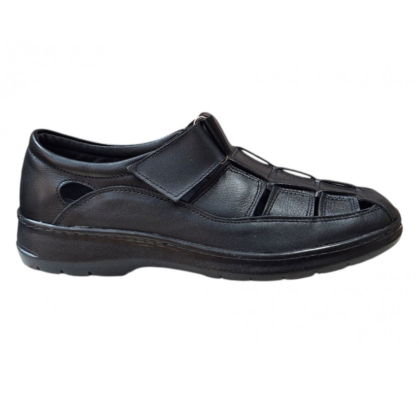 Sandale barbati negre casual din piele naturala Ciucaleti GK1N