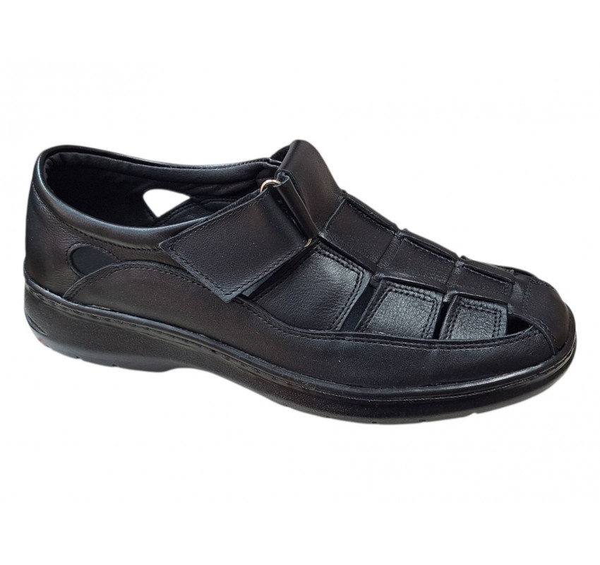 Sandale barbati negre casual din piele naturala Ciucaleti GK1N