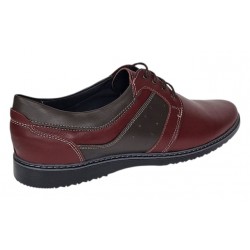 Pantofi barbati casual din piele naturala Visiniu Gri GK1VG
