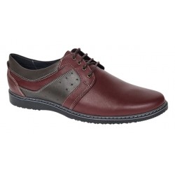 Pantofi barbati casual din piele naturala Visiniu Gri GK1VG