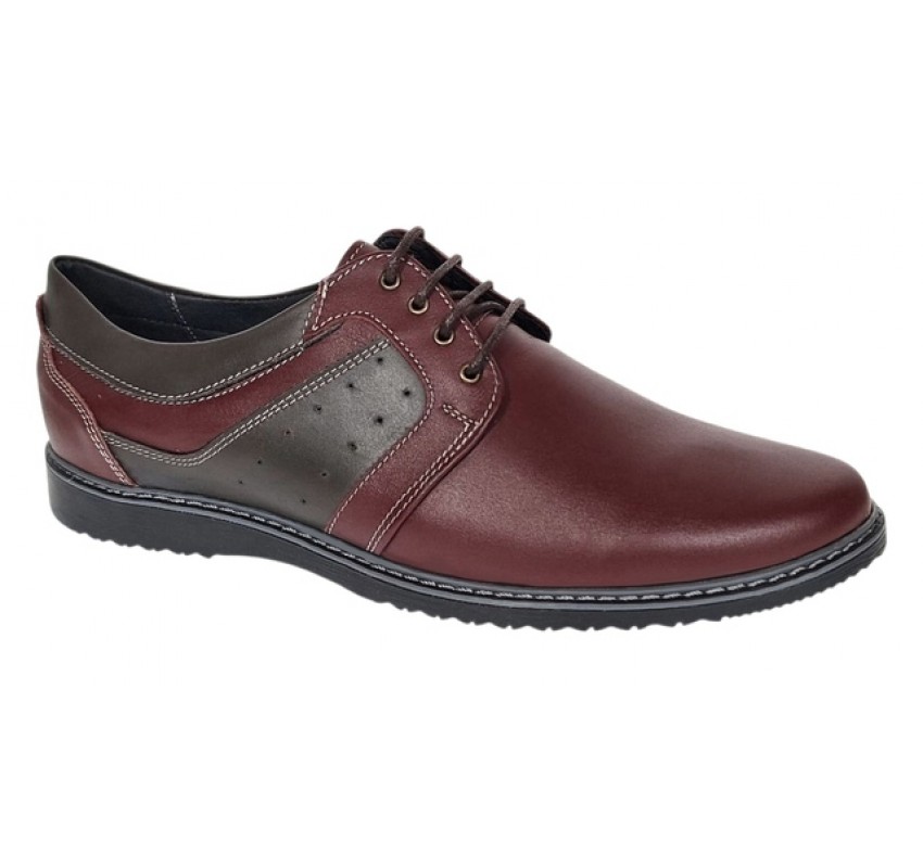 Pantofi barbati casual din piele naturala Visiniu Gri GK1VG
