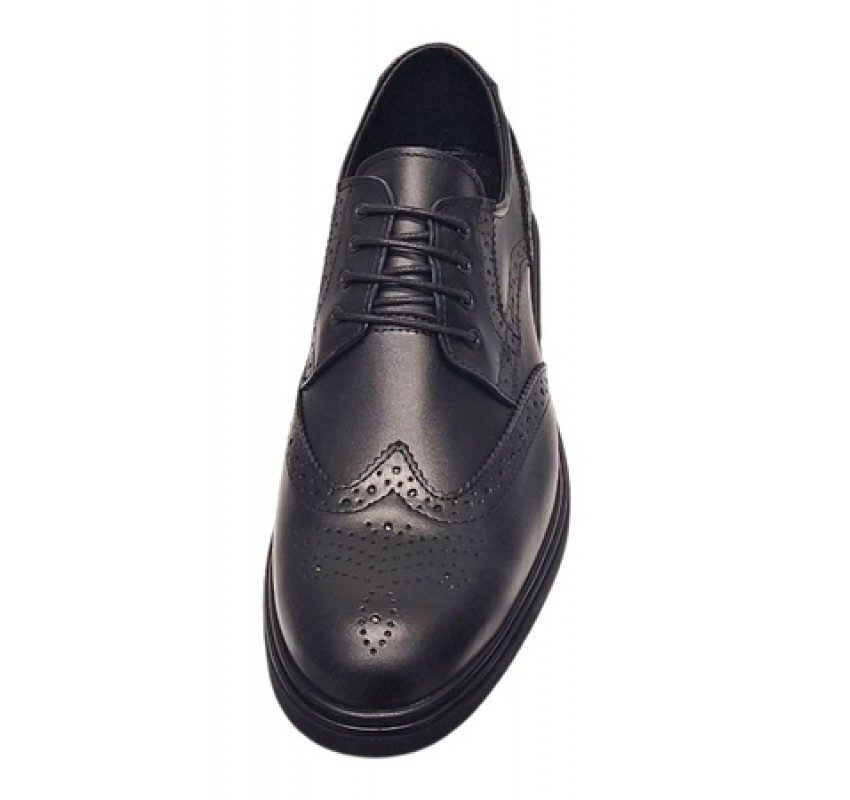 Pantofi barbati eleganti negri din piele naturala tip brogue – design clasic office - GK756N