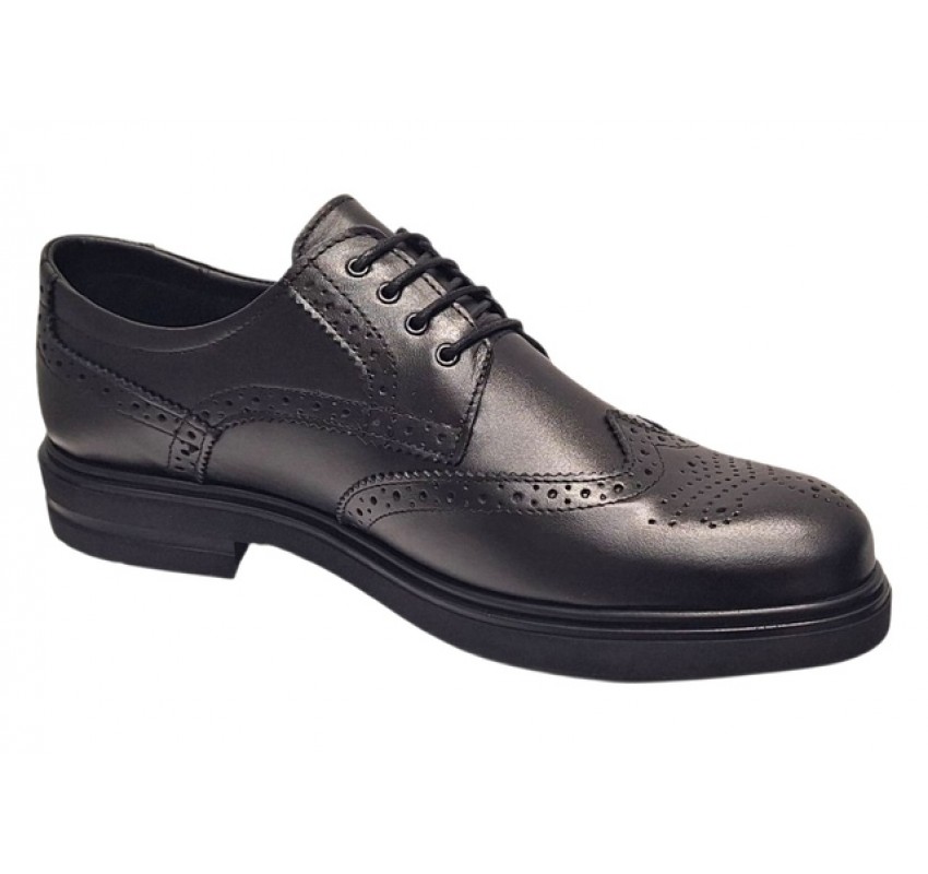 Pantofi barbati eleganti negri din piele naturala tip brogue – design clasic office - GK756N