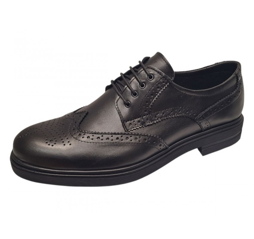 Pantofi barbati eleganti negri din piele naturala tip brogue – design clasic office - GK756N