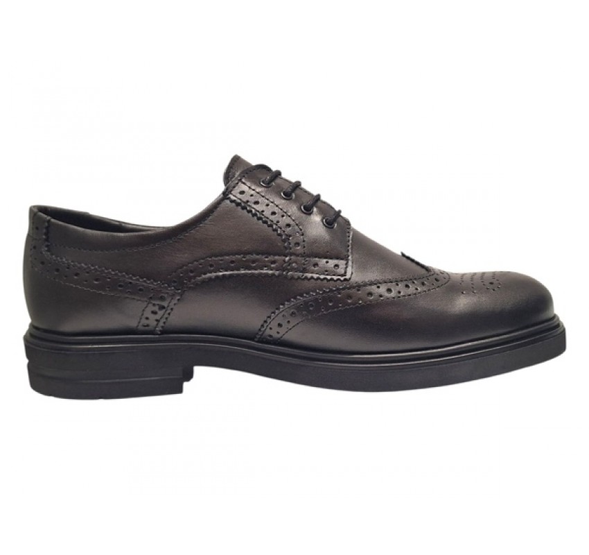 Pantofi barbati eleganti negri din piele naturala tip brogue – design clasic office - GK756N