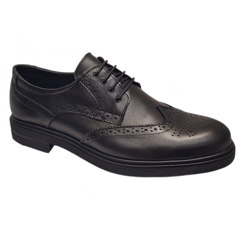 Pantofi barbati eleganti negri din piele naturala tip brogue – design clasic office - GK756N