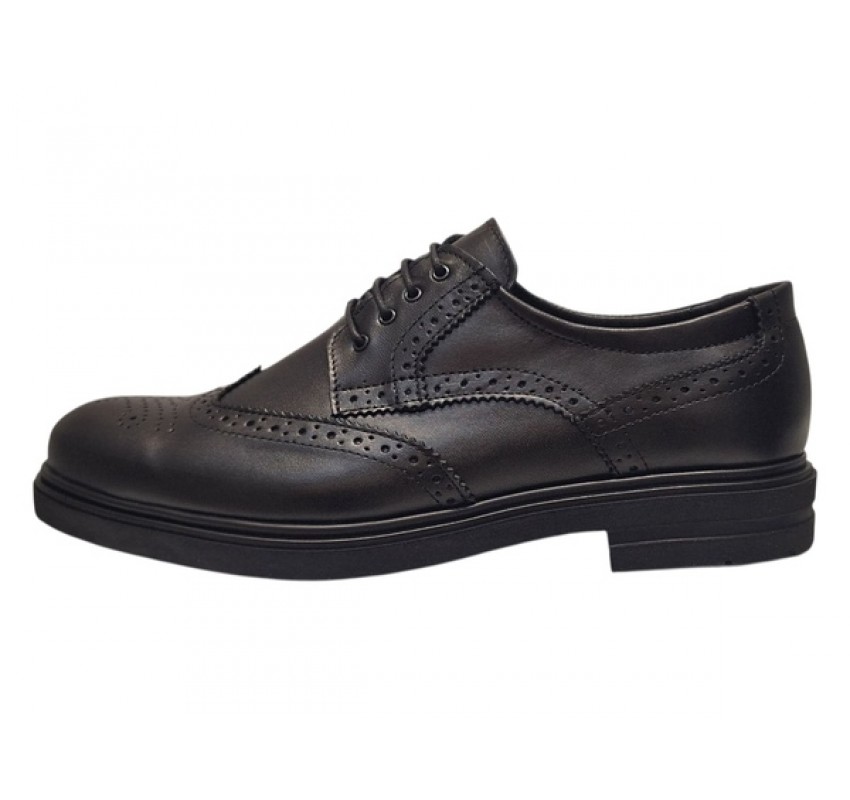 Pantofi barbati eleganti negri din piele naturala tip brogue – design clasic office - GK756N